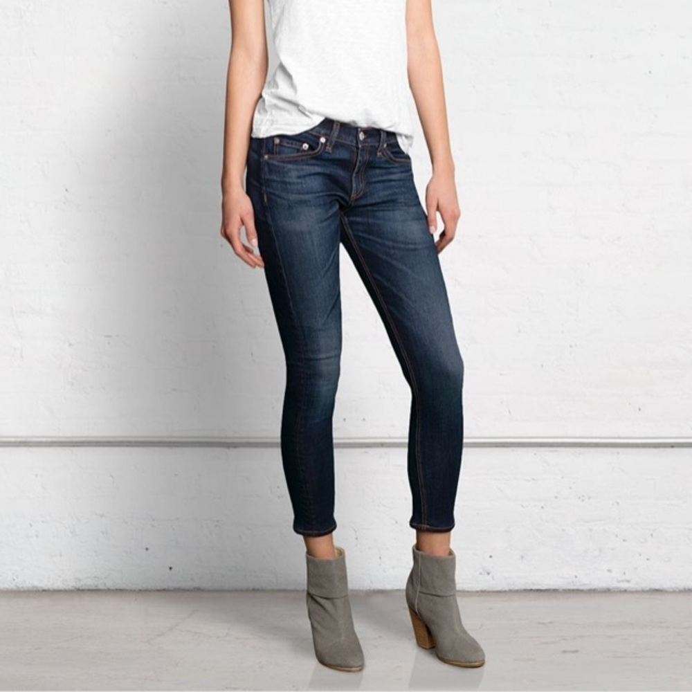 Rag and Bone Slim Fit Skinny Dark Wash Denim Capri Jeans Women’s Size 26